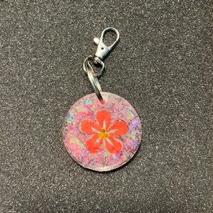 Pink circle flower keychain $10